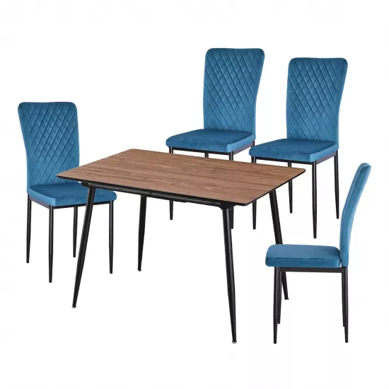 Set Yasen masa extensibila DT2403 Brown cu 4 scaune DC-2329 HLR 62 Blue