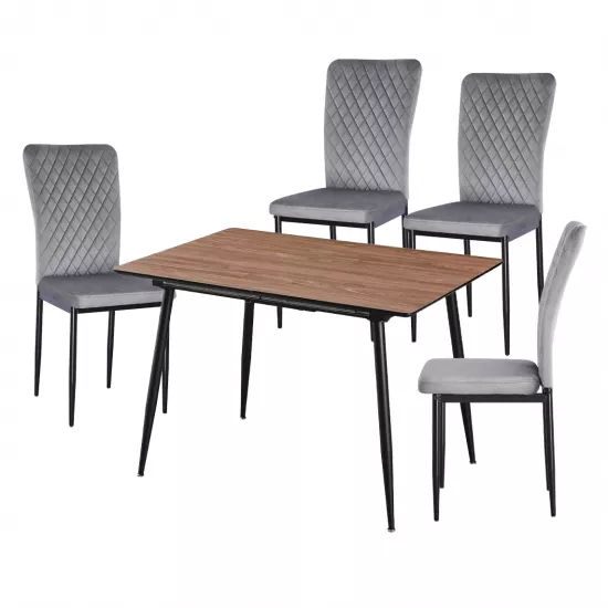 Set Yasen masa extensibila DT2403 Brown cu 4 scaune DC-2329 HLR 22 Gray
