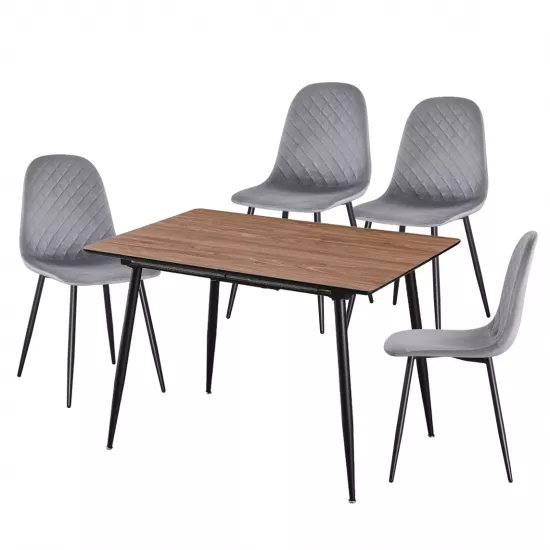Set Yasen masa extensibila DT2403 Brown cu 4 scaune DC-5010 HLR 22 Gray