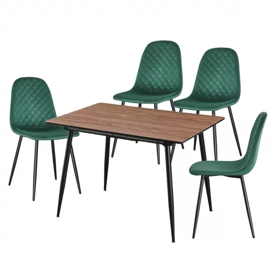 Set Yasen masa extensibila DT2403 Brown cu 4 scaune DC-5010 HLR 57 Dark Green