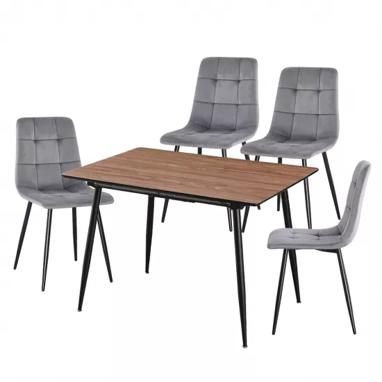 Set Yasen masa extensibila DT2403 Brown cu 4 scaune DC-5012 L HLR 22 Gray