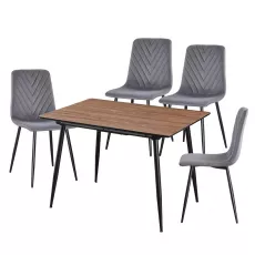 Set Yasen masa extensibila DT2403 Brown cu 4 scaune DC-5012 S HLR 22 Gray