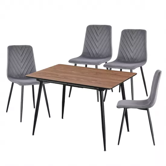 Set Yasen masa extensibila DT2403 Brown cu 4 scaune DC-5012 S HLR 22 Gray