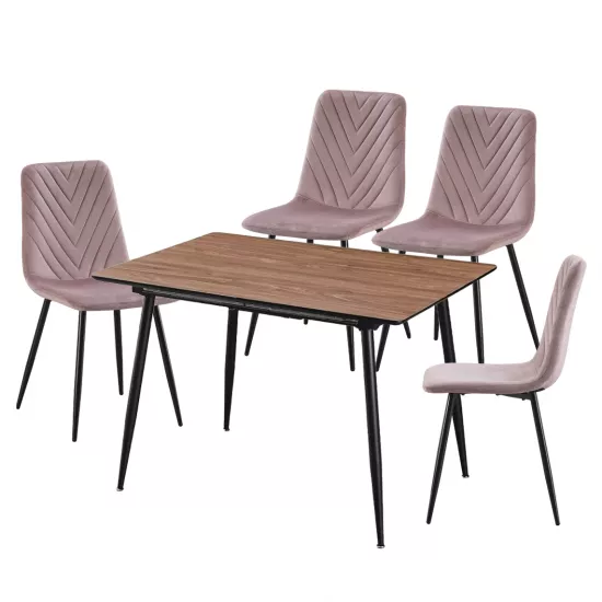 Set Yasen masa extensibila DT2403 Brown cu 4 scaune DC-5012 S HLR 25 Purple Pink