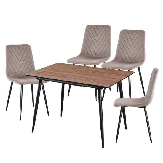Set Yasen masa extensibila DT2403 Brown cu 4 scaune DC-5012 S HLR 8 Dark Brown