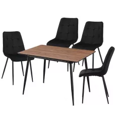 Set Yasen masa extensibila DT2403 Brown cu 4 scaune DC-6005 HLR 66 Black