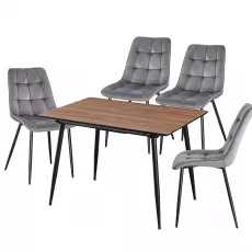 Set Yasen masa extensibila DT2403 Brown cu 4 scaune DC-6005 HLR 22 Gray