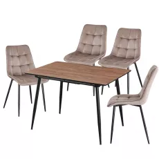 Set Yasen masa extensibila DT2403 Brown cu 4 scaune DC-6005 HLR 8 Dark Brown