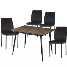 Set Yasen masa extensibila DT2403 Dark Brown cu 4 scaune DC-22057 Black