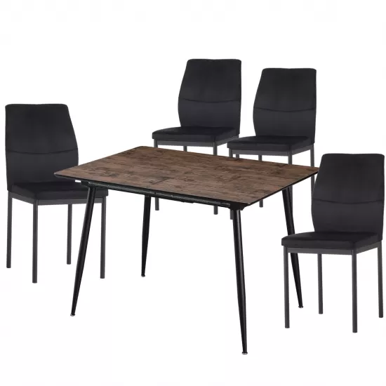 Set Yasen masa extensibila DT2403 Dark Brown cu 4 scaune DC-22057 Black