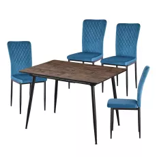 Set Yasen masa extensibila DT2403 Dark Brown cu 4 scaune DC-2329 HLR 62 Blue