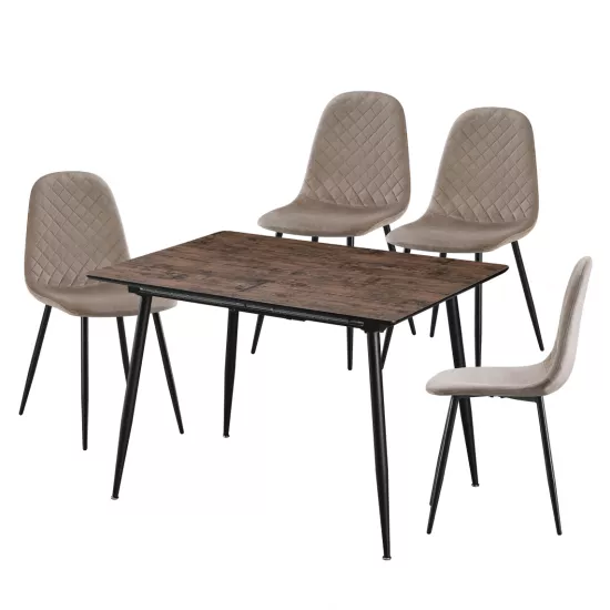 Set Yasen masa extensibila DT2403 Dark Brown cu 4 scaune DC-5010 HLR 8 Dark Brown