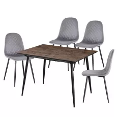 Set Yasen masa extensibila DT2403 Dark Brown cu 4 scaune DC-5010 HLR 22 Gray