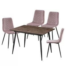 Set Yasen masa extensibila DT2403 Dark Brown cu 4 scaune DC-5012 S HLR 25 Purple Pink