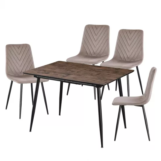 Set Yasen masa extensibila DT2403 Dark Brown cu 4 scaune DC-5012 S HLR 8 Dark Brown
