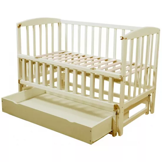 Pătuţ Goydalka Valeri Premium Transversal (1B220-3) cu sertar, Ivory