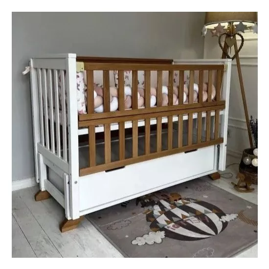 Pătuţ Goydalka Alex Premium Longitudinal (1B25-12) cu sertar, White/Natural
