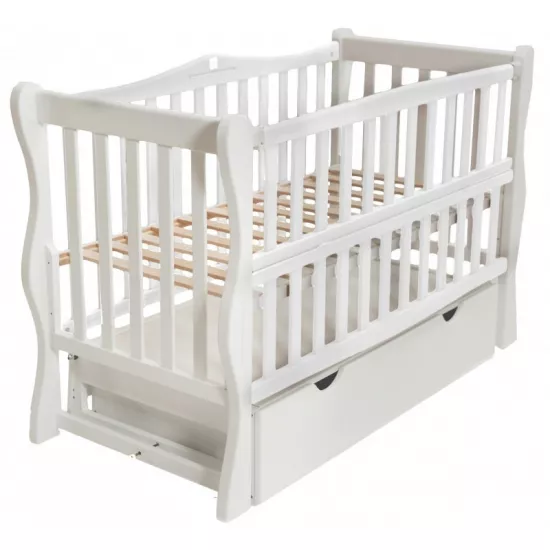 Pătuţ Goydalka Sofi Premium Transversal (1B35-1) cu sertar, White