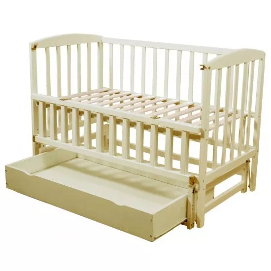 Кроватка Eucalyptus Bimbi Premium Transversal (DS-1302) с ящиком, Vanilla