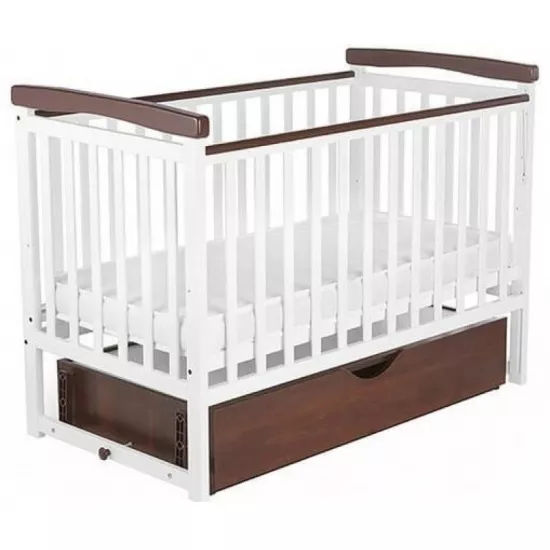 Кроватка Eucalyptus Charlene-Combi Premium Transversal (DS-301) с ящиком, White/Walnut