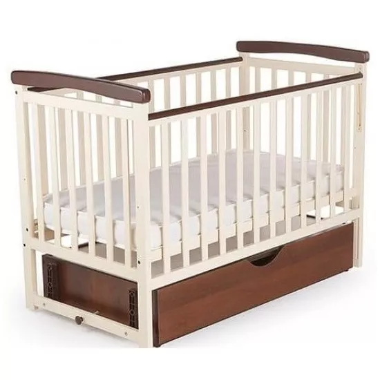Кроватка Eucalyptus Charlene-Combi Premium Transversal (DS-302) с ящиком, Vanilla/Walnut
