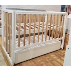 Кроватка Eucalyptus Mia Premium Elite Transversal (DS-E406) с ящиком, White/Natural Кроватка Eucalyptus Mia Premium Elite Transversal (DS-E406) с ящиком, White/Natural