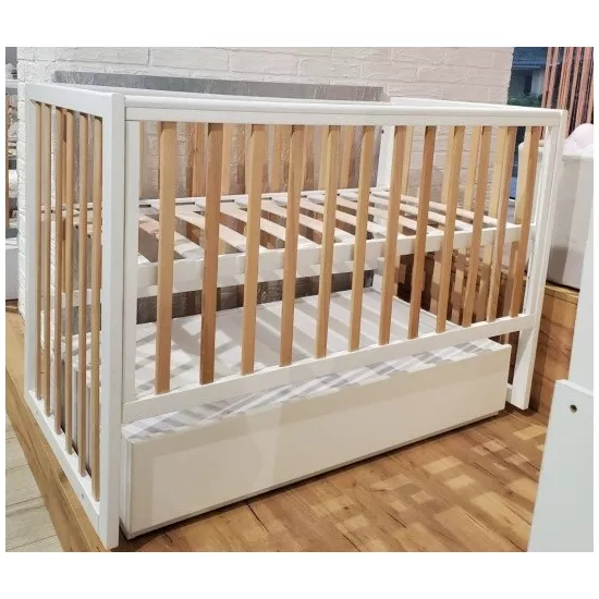 Кроватка Eucalyptus Mia Premium Elite Transversal (DS-E406) с ящиком, White/Natural