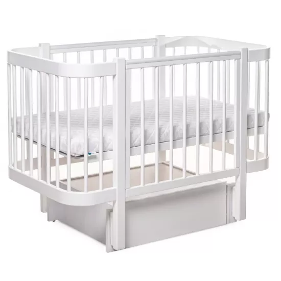 Pătuţ Eucalyptus Karol Premium Longitudinal (DS-9011) cu sertar, White/White