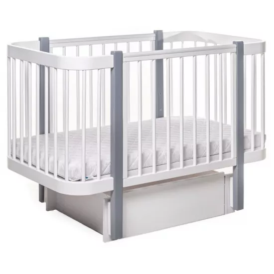 Pătuţ Eucalyptus Karol Plus Longitudinal (DS-902) fără sertar, White/Gray