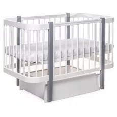 Кроватка Eucalyptus Karol Premium Longitudinal (DS-9021) с ящиком, White/Grey