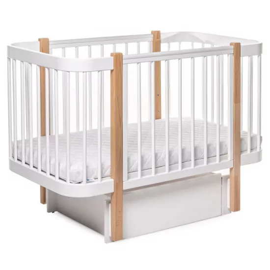 Pătuţ Eucalyptus Karol Plus Longitudinal (DS-903) fără sertar, White/Natural