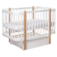 Кроватка Eucalyptus Karol Premium Longitudinal (DS-9031) с ящиком, White/Natural