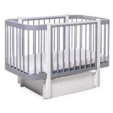 Кроватка Eucalyptus Karol Premium Longitudinal (DS-9041) с ящиком, Grey/White