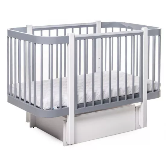Pătuţ Eucalyptus Karol Premium Longitudinal (DS-9041) cu sertar, Grey/White