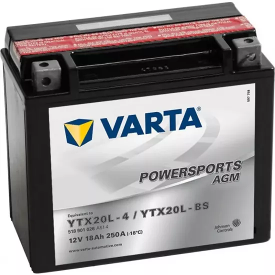 Аккумулятор Varta Powersports AGM YTX20L-BS 18Ah 250A