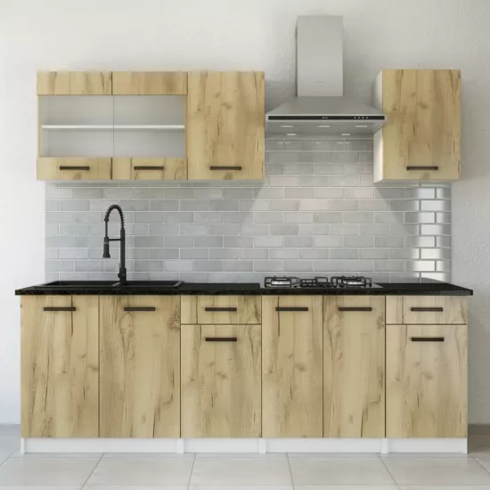 Bucatarie modulara Yasen Samanta 2.2 m, PAL, Stejar Artisan