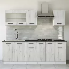 Bucatarie modulara Yasen Samanta 2.2 m, PAL, Stejar craft alb /Alb