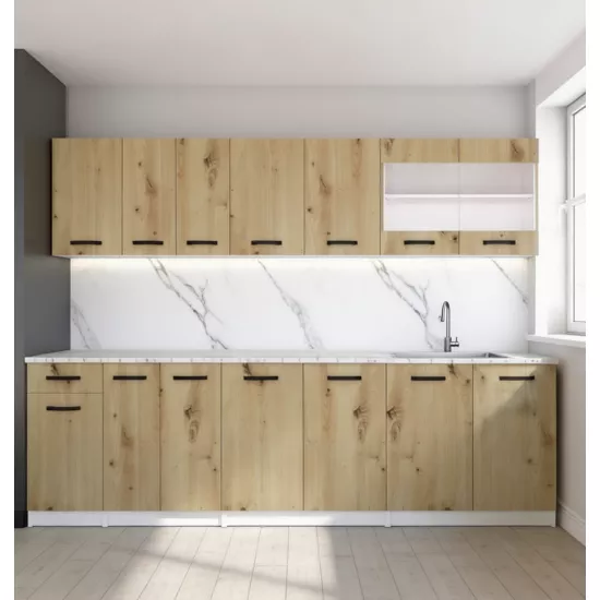 Bucatarie modulara Yasen Samanta 2.4 m, PAL, Stejar Artisan