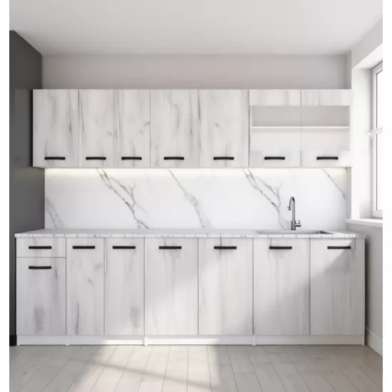 Модульная кухня Yasen Samanta 2.6 м, ДСП, Дуб крафт белый/ Белый