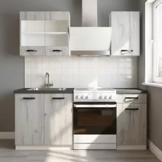 Bucatarie modulara Yasen Samanta 1 1.2 m, PAL, Stejar craft alb /Alb