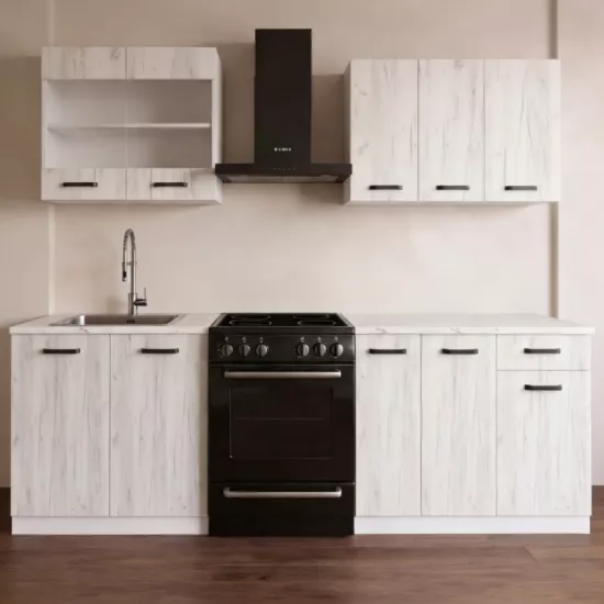 Модульная кухня Yasen Samanta 1 1.8 м, ДСП, Дуб крафт белый/ Белый