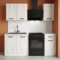 Модульная кухня Yasen Samanta 2 1.2 м, ДСП, Дуб крафт белый/ Белый