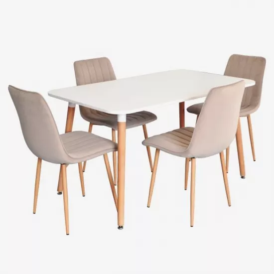 Набор мебели Eva DT 405-1WO + 4 XR-154 WO Light Beige 8