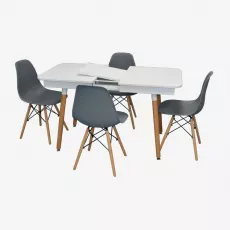 Set de mobilă Eva DT 431-1R Wo + 4 LC-021 Grey