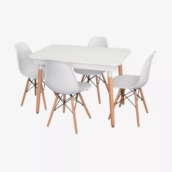 Set de mobilă Eva DT 431-1R Wo + 4 LC-021 White