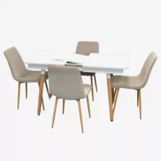 Set de mobilă Eva DT 431-1R Wo + 4 XR-154WO Light Beige 8