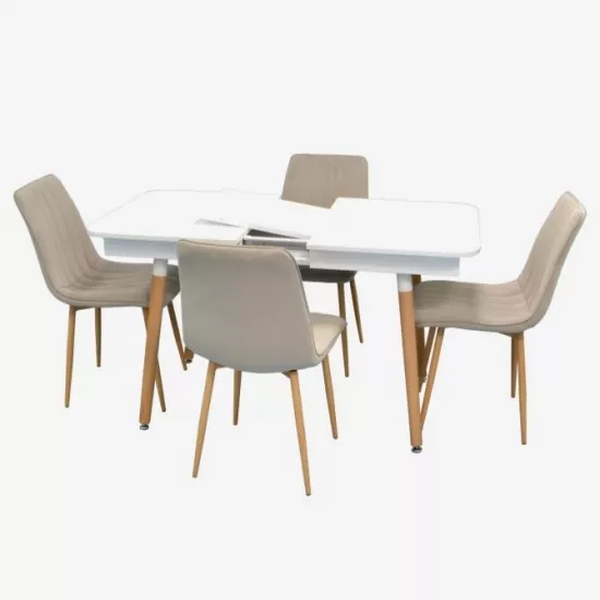 Набор мебели Eva DT 431-1R Wo + 4 XR-154WO Light Beige 8