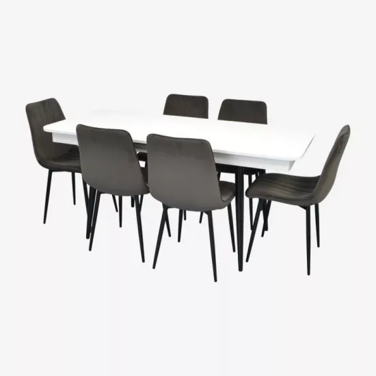 Set de mobilă Eva DT 432-1R B + 6 XR-154B Dark Grey 58