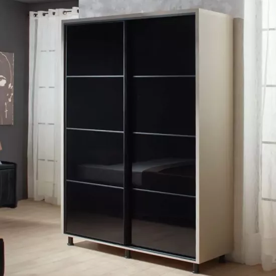 Dulap-cupeu Ambianta Torino sticla, 120x224x58 cm, usi sticla, Fungo