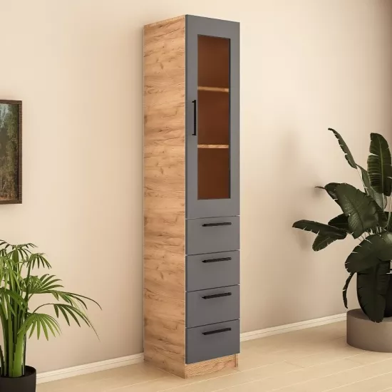 Penal Bafimob РZ-40 (4) sticlă (40x40x200 cm), Stejar/Grafit